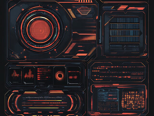 Leinwandbilder - Hud round frames and borders, hud, gui for game background design, technology background, digital data