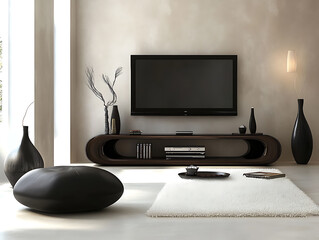 Aufkleber - Minimalist style interior design of modern living room with tv