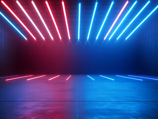 Aufkleber - Empty red and blue neon light stadium background for e-sport game battle