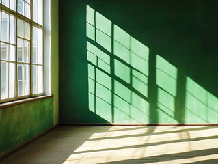 Poster - Empty room with green wall and window
