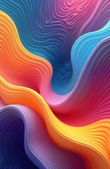Fototapete - Abstract wavy pattern background in vibrant colors. Dynamic composition of swirling lines creates vibrant design. Smooth textures, different shades create colorful illustration. Modern art style.