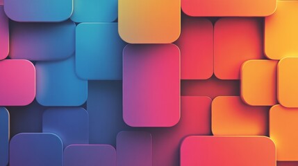 Poster - Colorful geometric abstract background with overlapping rounded rectangles