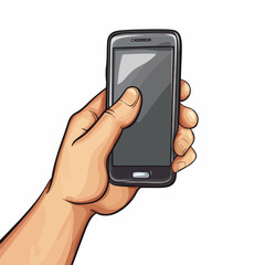 Wall Mural - Modern Cellphone Icon Image with Hand Tapping, Technology Concept