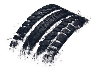 Poster - Tire track textured grunge banner, off road illustration isolated on a white background