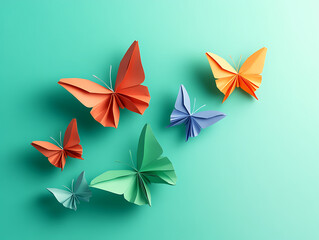 Poster - Transform and succeed or success transformation and improving as a leadership in business through innovation and evolution concept with paper origami changed