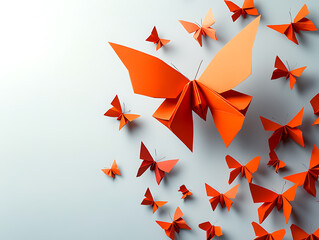 Aufkleber - Transform and succeed or success transformation and improving as a leadership in business through innovation and evolution concept with paper origami changed