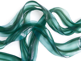 Leinwandbilder - Vibrant spirulina algae strands isolated on a white background, showcasing the natural texture and details of this nutritional superfood
