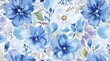 © Kingphet - Artistic representation of azure and indigo flowers in a seamless watercolor pattern, illustration, azure, backdrop, design