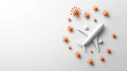 airborne disease prevention awareness airplane and virus icons digital graphic health education clea
