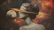 © tono boys - Ancient goddess gazing at a cosmic moon, shrouded in a ring of nebula.