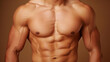© ChimE - A strong bodybuilder flaunts his impressive sixpack abs, showcasing a peak of fitness and dedication.