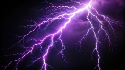 Wall Mural - Purple lightning striking against a black sky background , purple, lightning, storm, weather, power, energy, dramatic