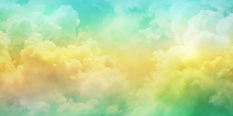 Wall Mural - abstract pastel green and yellow soft cloud background with colorful gradation , pastel, green, yell