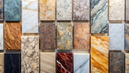 Wall Mural - Marble stone samples in various colors and textures, marble, stone, samples, assorted, types, colorful, texture, natural