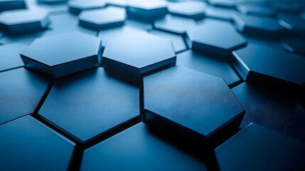 Wall Mural - abstract 3d rendering of blue hexagons.