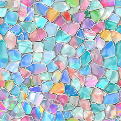 Poster - Colorful Pastel Glass Mosaic Tiles Seamless Pattern