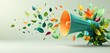 © Ranazain - Eco-Friendly Megaphone with Colorful Leaves Nature, Environmental Awareness, and Green Communication