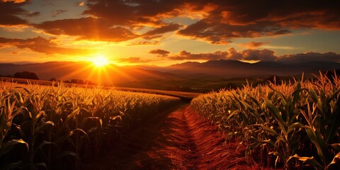 Wall Mural - sunset in the field