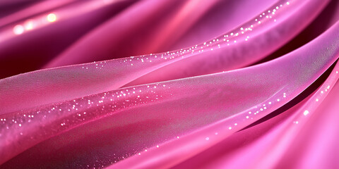 Poster - Pink silk fabric flowing with glitter, creating elegant waves