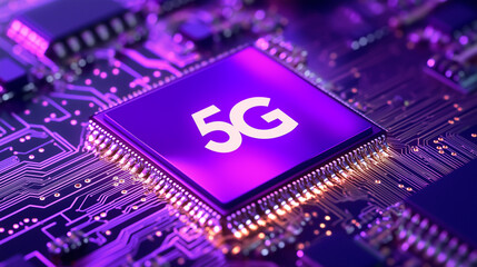 Leinwandbilder - 5g mobile network chip enabling high-speed wireless communication