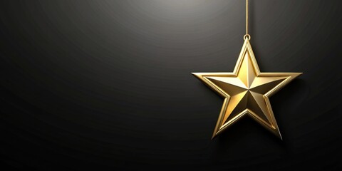 Wall Mural - gold star light hanging against dark background, gold, star, light, hanging, dark, background, decor
