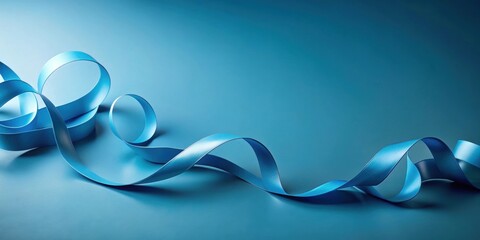 Wall Mural - Abstract render with blue paper ribbons swirling in minimalist design, abstract,render, blue, background, curly, paper