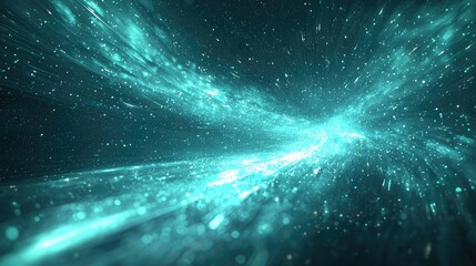 Wall Mural - cyan and light blue, light particles universe, haze and fogggy, high-tech wallpaper, light spots, de