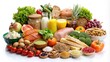 © Udomner - Assortment of food items representing a balanced diet , nutrition, health, variety, fruits, vegetables, grains, protein