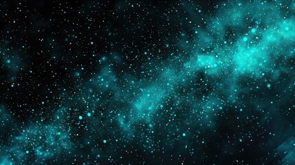 Wall Mural - ethereal background, mainly black, faintly dotted with neon blueish teal stars.