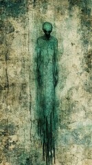 Wall Mural - A ghostly figure emerges from a textured, aged background, evoking mystery and intrigue.