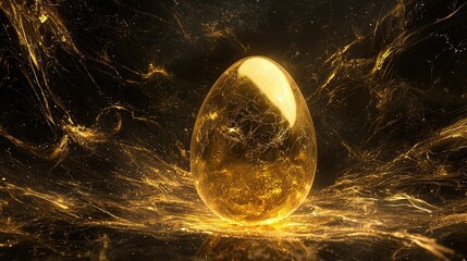 Wall Mural - mystic gold egg surrounded by energy