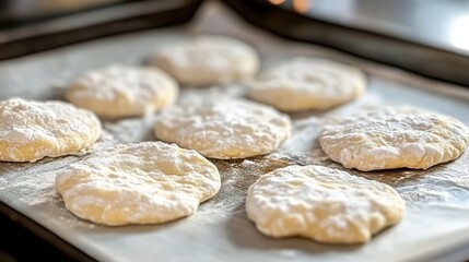 Wall Mural - Freshly Made Dough on Baking Sheet Ready for Oven Cooking