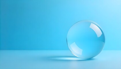 Leinwandbilder - A transparent glass sphere rests against a blue backdrop