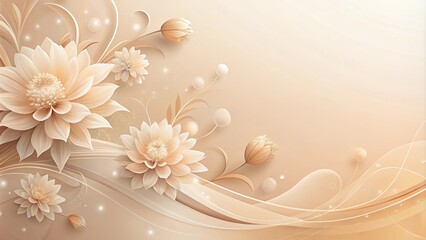 Wall Mural - Elegant Beige Floral Design with Abstract Swirls and Soft Lighting