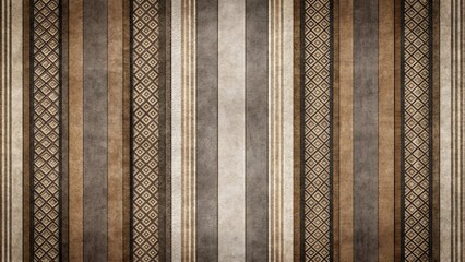 Wall Mural - Vertical striped pattern with textured geometric designs in earthy tones