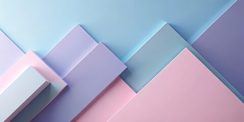 Wall Mural - Abstract Pastel Geometric Shapes Design Featuring Overlapping Layers of Pink, Purple, and Blue Rectangles and Squares