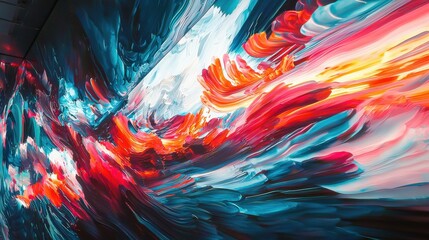 Leinwandbilder - Futuristic neon art display digital gallery abstract painting immersive environment artistic perspective visual innovation