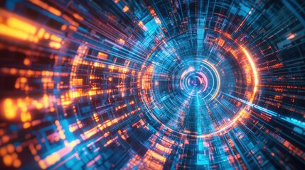 Aufkleber - Immersive neon swirling tunnel a futuristic digital art experience for enthusiasts in a virtual environment