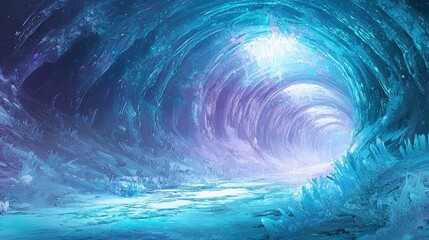 Aufkleber - Futuristic icy neon tunnel an ethereal journey of digital visualization and abstract art illumination