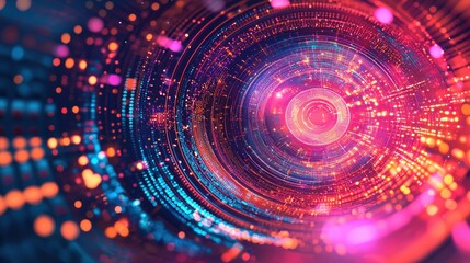 Aufkleber - Dynamic abstract representation of time loops digital art vibrant colors virtual environment futuristic perspective