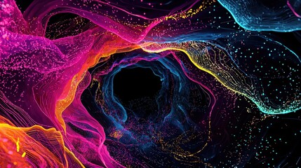Aufkleber - Digital future visualization abstract tunnel digital art colorful environment surreal viewpoint innovative concept