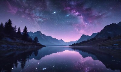Wall Mural - soft focus starry night scene with a blend of blues and purples, night, nebula