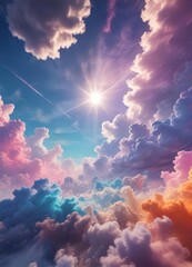 cloudy sky with vibrant colors and textured surfaces created by diffraction effects, weather phenome