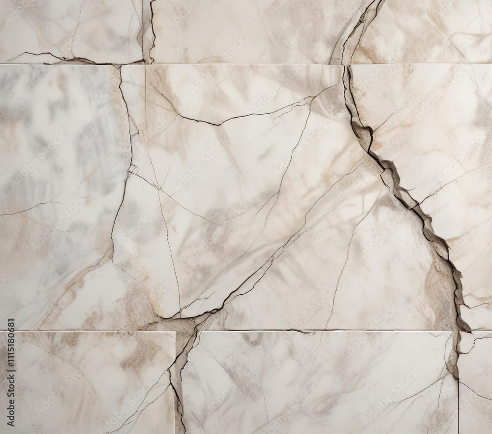 Tile Creasing Effect White cream glazed tile with cracks resembling worn and uneven marble ...