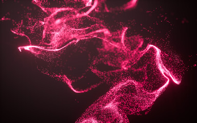 Wall Mural - Magenta abstract glowing particles, 3d rendering.