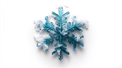 Wall Mural - Stunning Teal Snowflake on White Background: A Winter Wonderland