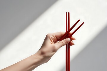 Wall Mural - True posture of hand holding chopstick 