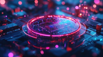 Fototapete - Data security in a futuristic cyber landscape conceptualizing digital privacy protection and graphic visualizations