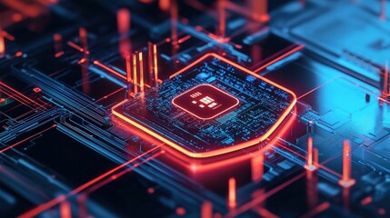 Poster - Digital privacy protection concept cybersecurity environment graphic visualization high-tech perspective data security theme