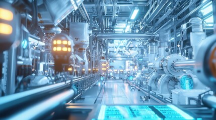Poster - Futuristic zero-emission factory tour industrial facility high-tech environment 360-degree viewpoint cutting-edge concept